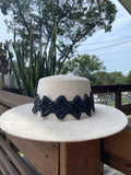 Hand beaded hat band or belt (Pearl star Black )