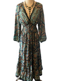 Long Sleeve Bohemian Maxi dress (navy)